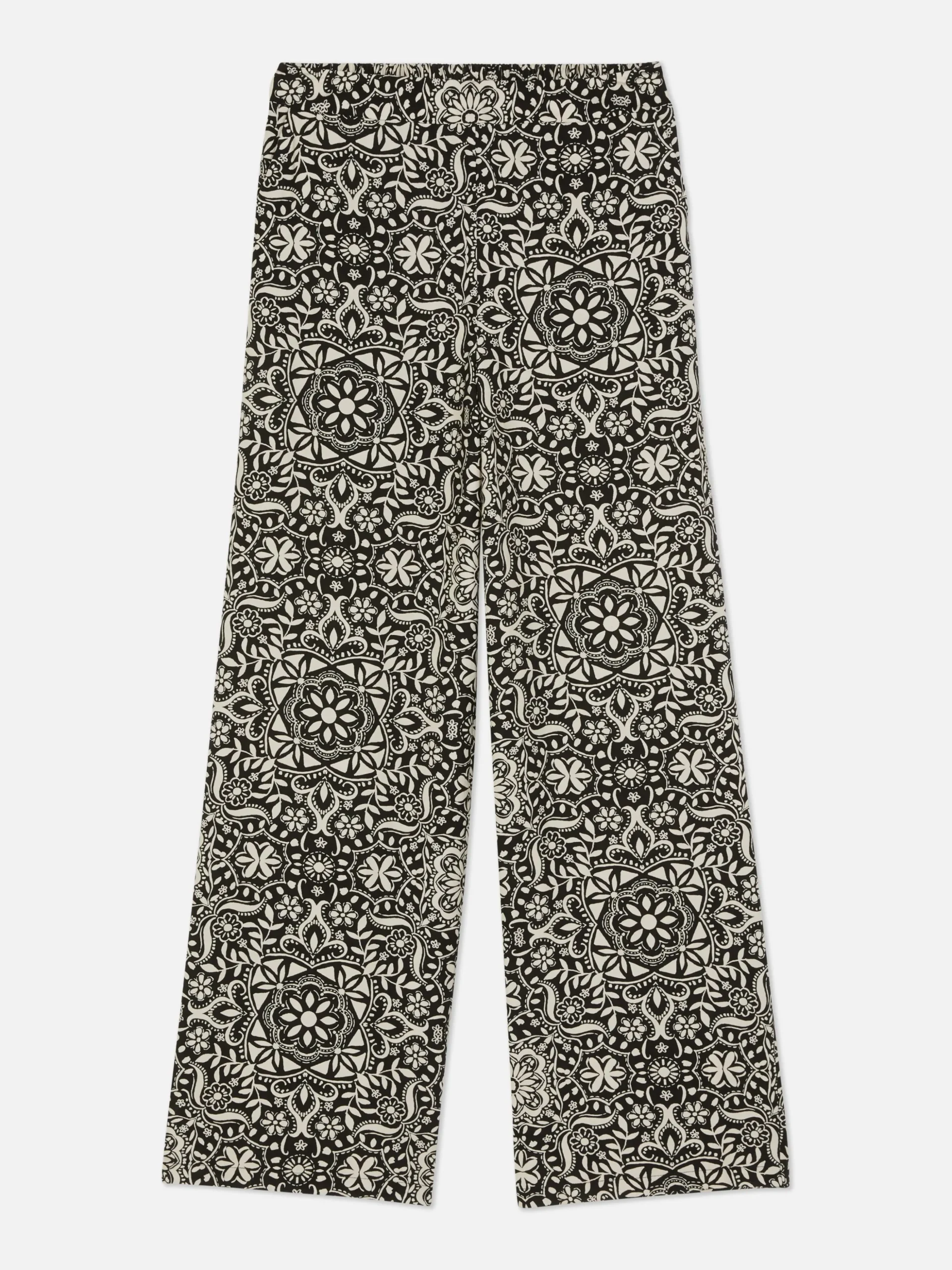 Geometric Print Wide Leg Pants