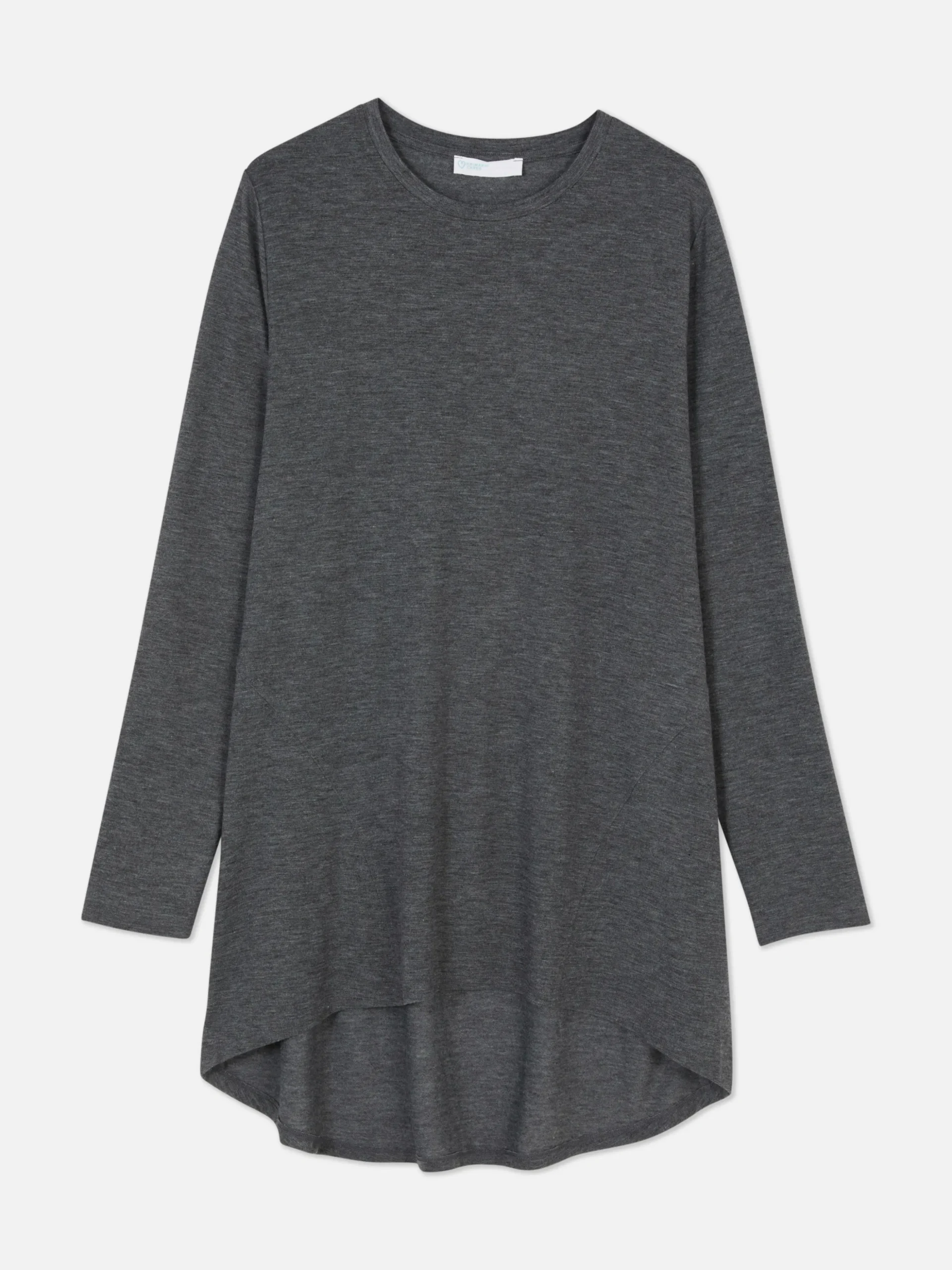Long Sleeve Long Curved Hem Top