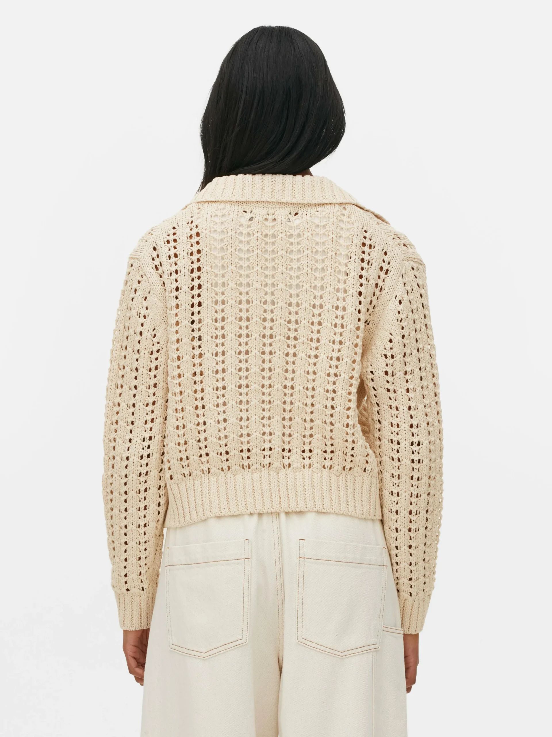 Pointelle Collared Sweater
