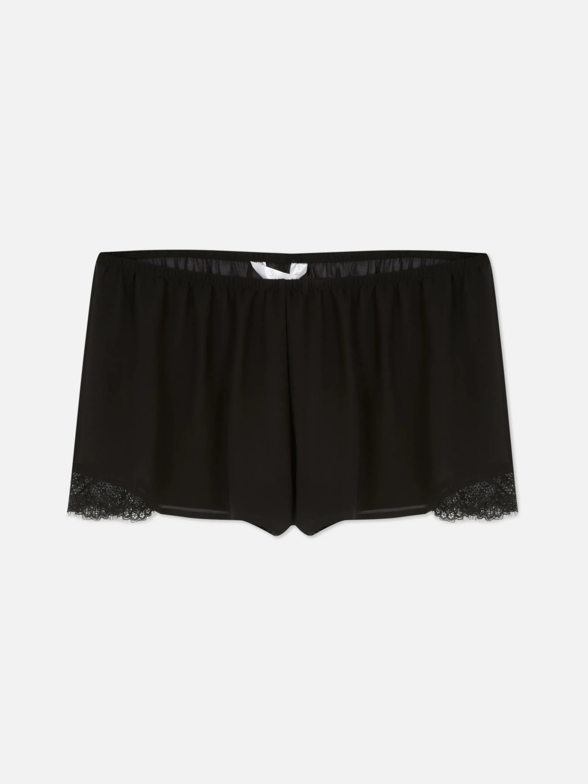 Sheer Mesh Lace Trim Pajama Shorts